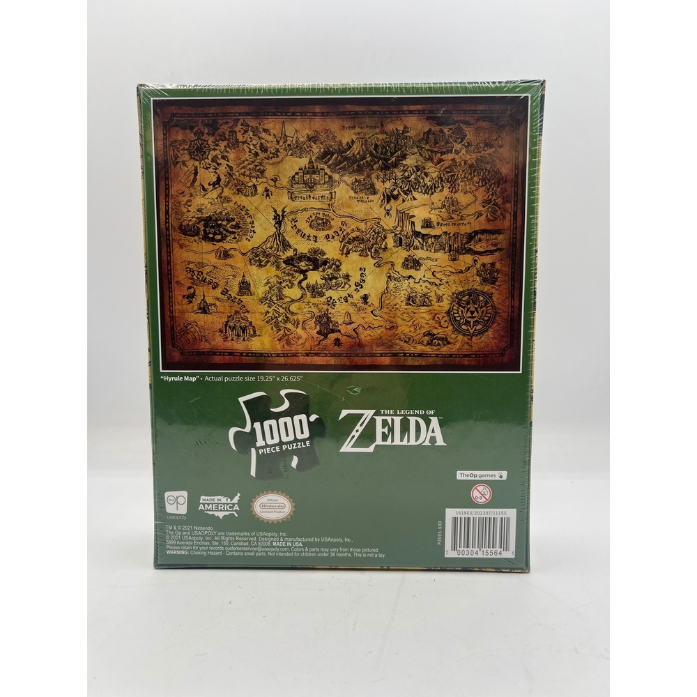 The Op Legend of Zelda Hyrule Map‎ Puzzle Unisex 1000pc Green Vintage Map New
